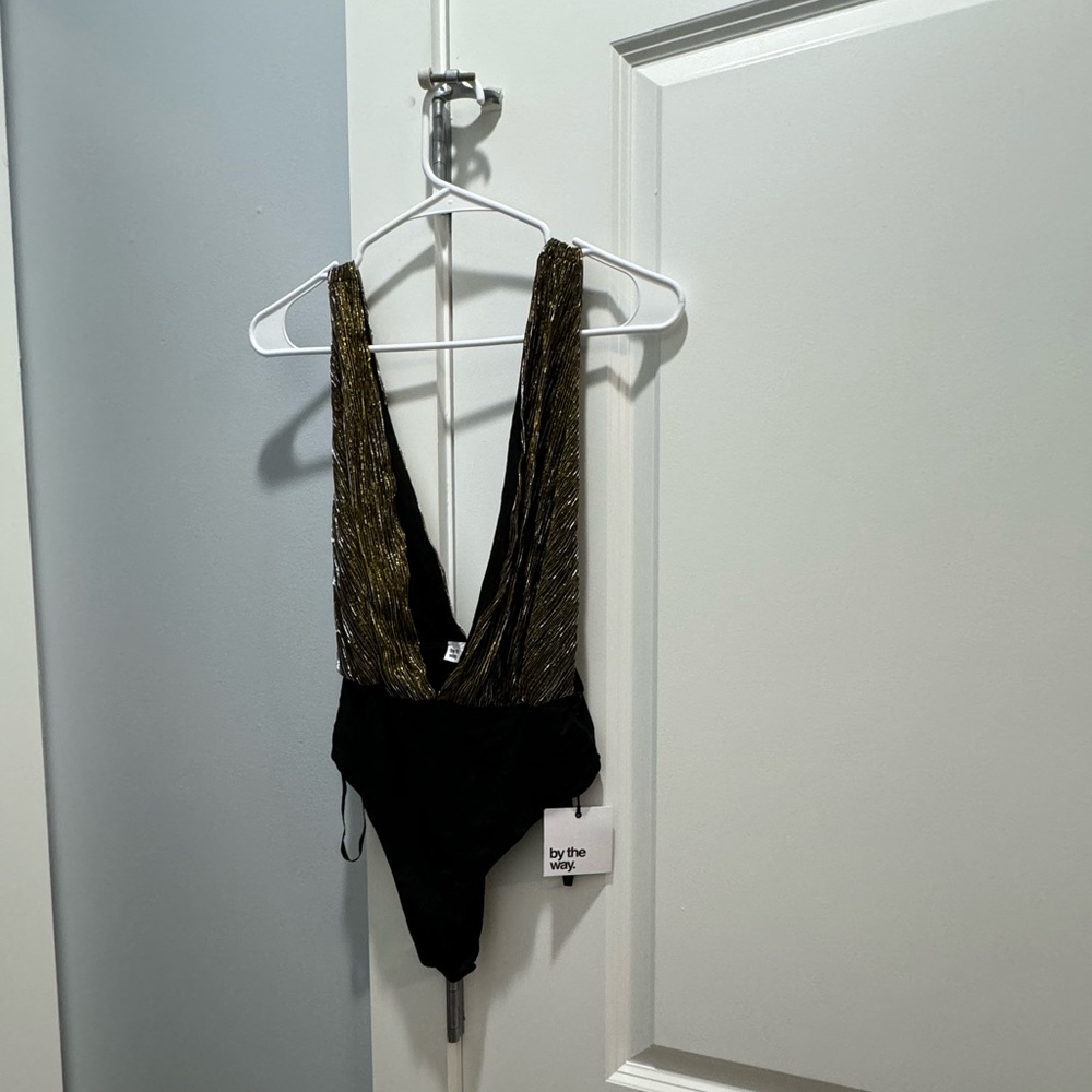 Shimmer plunge neck bodysuit NWT
